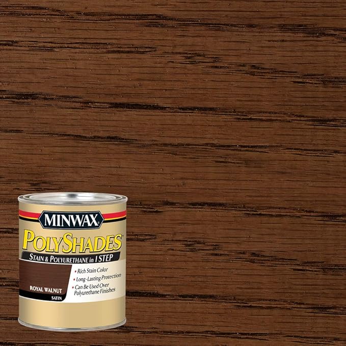 Minwax 213504444 Polyshades - Stain & Polyurethane in 1 Step, 1/2 pint, Royal Walnut, Satin