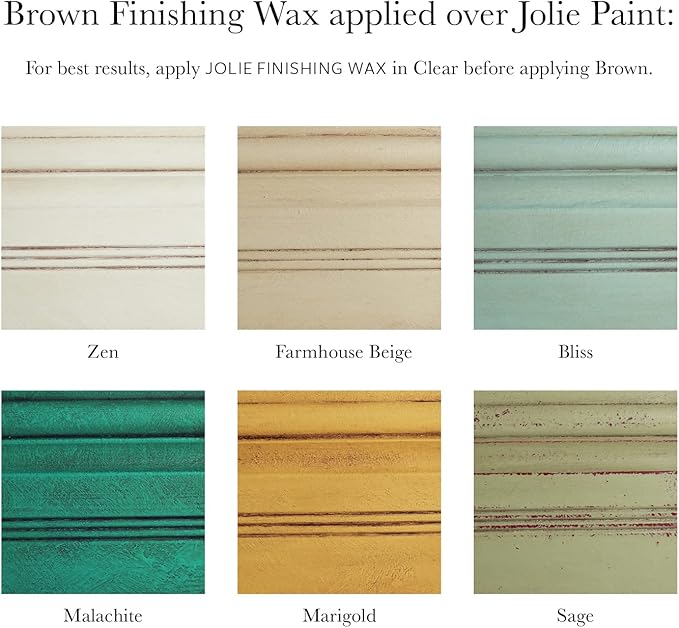 Jolie Finishing Wax - Protective topcoat Paint - Use on interior furniture, cabinets, walls, and accessories- Odor-Free,Non-Hazardous-Brown-500ml