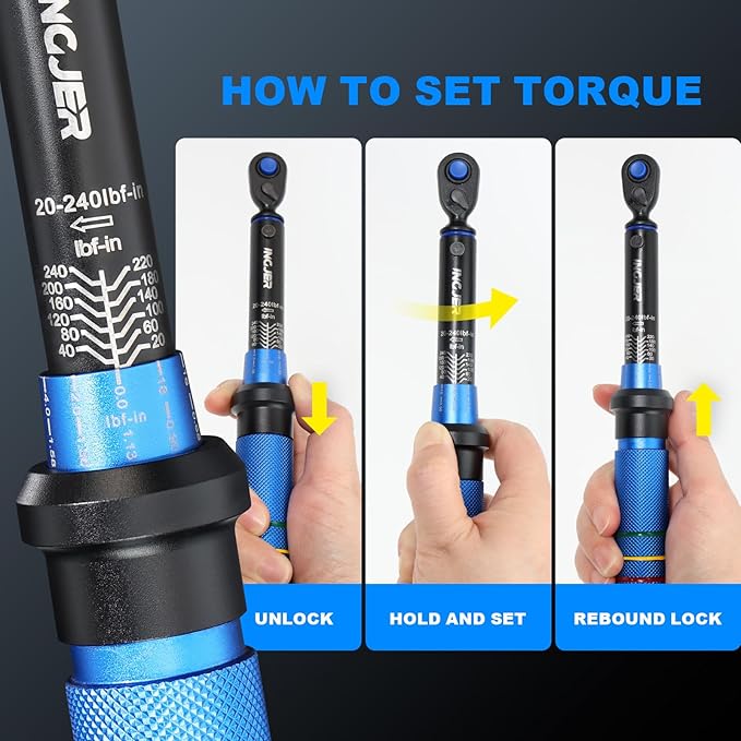 Torque Wrench, Mini 20-240in.lb, UPGRADE 1/4 Torque Wrench | 2.3-27.1Nm,±3% Precision Dual-Direction, 72 Tooth Small Torque Wrench for Bike, Inch Pound Torque Wrench for Gunsmithing