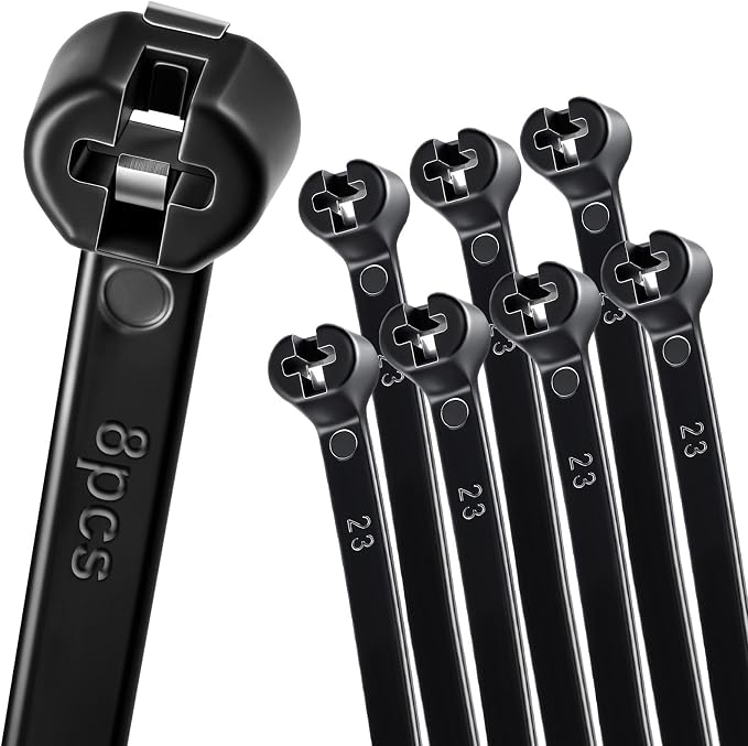 Blulu 8 Pcs Cable Zip Ties 15 Inch 53 lbs Tensile Strength Nylon 66 Black Cable Ties Heavy Duty Self Locking UV Resistant Wire Wraps Multi Purpose for Industrial Indoor Outdoor Use