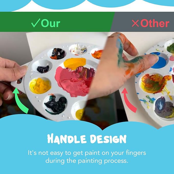 Halobios Paint Tray Palettes, Plastic Paint Pallets with Hanging Hole for Children or Students to Paints on School Project, Art Class or Have a Birthday Painting Party -12pcs