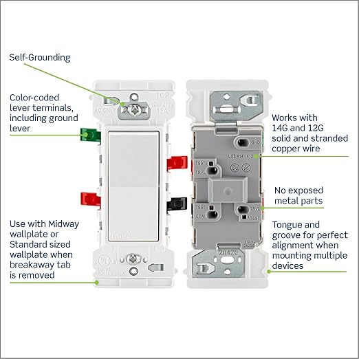 Leviton Lever Edge 15 Amp 3-Way Rocker Switch, 10-Pack, E5603-MW, White