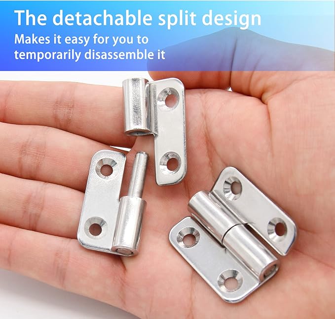 Bonsicoky 2 Pcs Stainless Steel Right Lift-Off Hinges, 1.5 Inch Detachable Slip Joint Small Flag Hinges with Screws