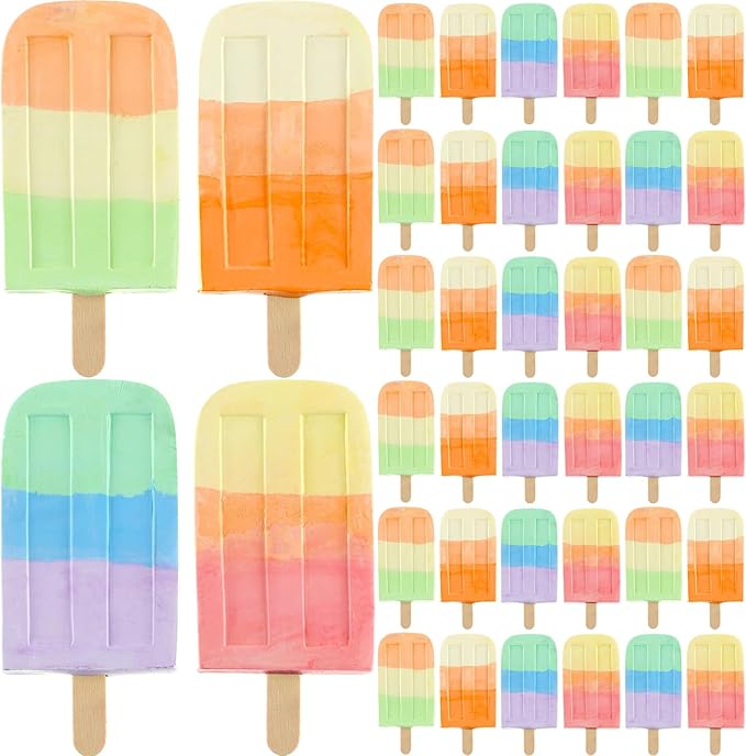 Mooliwe 36 Pcs Ice Cream Sidewalk Chalk Set Multicolor Chalk Party Favors Bulk Washable Safe Outdoor Chalk for Kids Adults Fun Summer Playground Outdoor Activities Painting on Chalkboard Blackboard