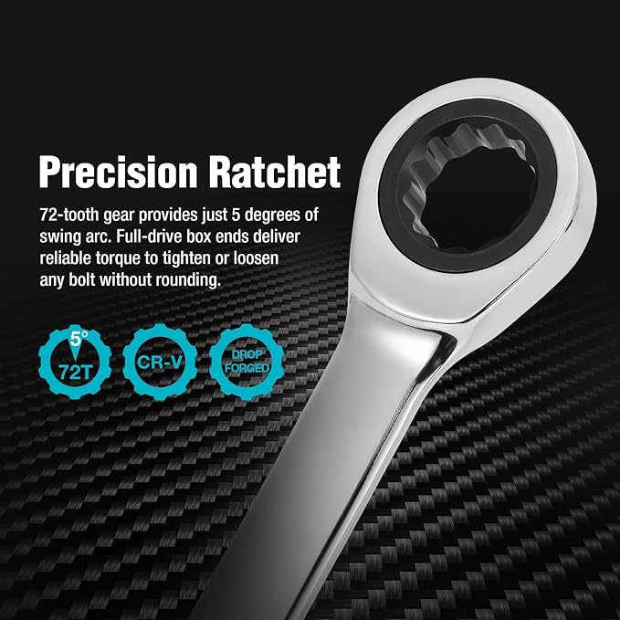 DURATECH 8mm Extra Long Ratcheting Wrench, Metric, CR-V Steel
