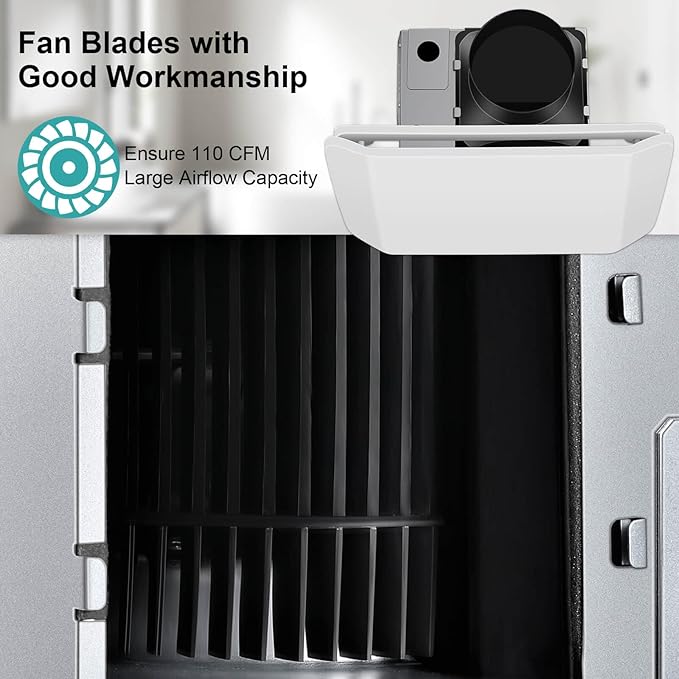 JOEAONZ Bathroom Exhaust Fan Ceiling Mount 110CFM, Quiet Ventilation Fan 1.5 Sones with Hidden Grille Cover & Metal Motor, 4-inch Duct Household Extractor, Ideal for Bathroom Remodeling (White)