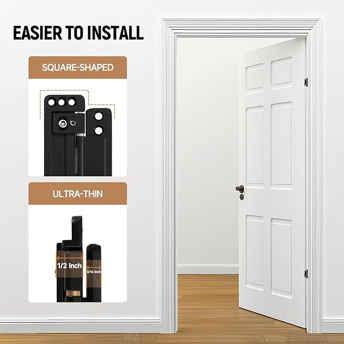 HBL' 4 Pack Hidden Door Hinges, Ultra-Thin Adjustable Concealed Hinges for Secret Doors, Pantries & Closets, Heavy Duty Invisible Design