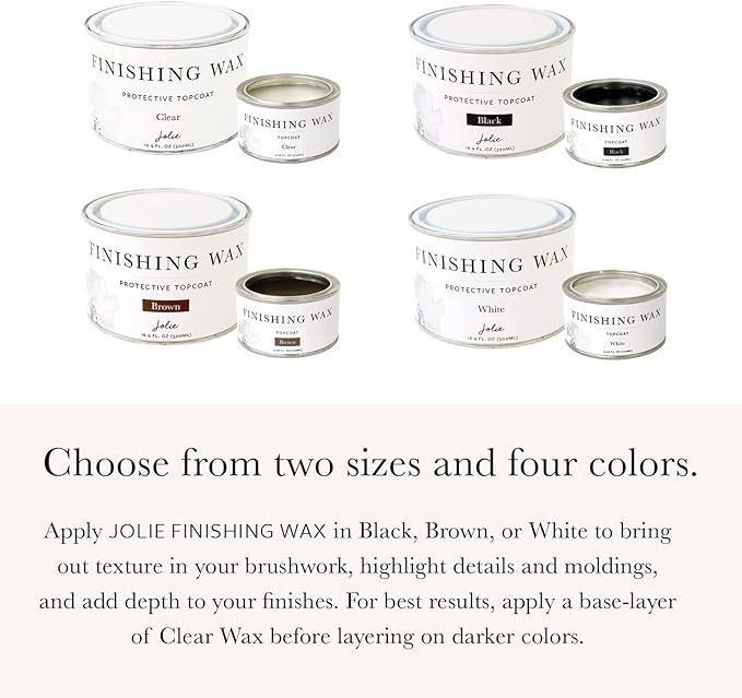 Jolie Finishing Wax - Chalk Finish Paint Wax - Use on wood or matte finish painted interior furniture, cabinets- Odor-Free, Non-Hazardous (500mL, Black)