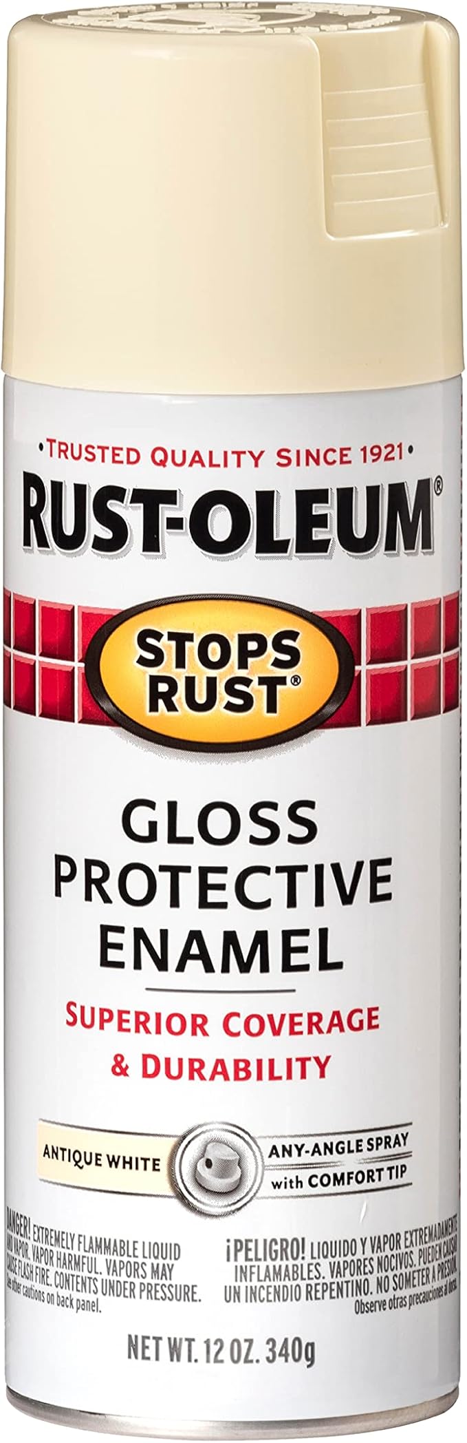 Rust-Oleum 7794830 Stops Rust Spray Paint, 12 oz, Gloss Antique White