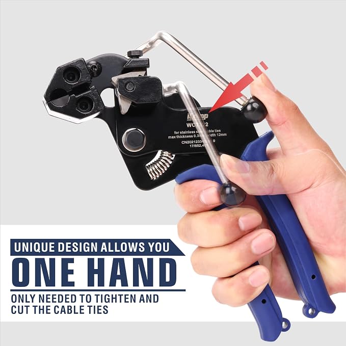 iCrimp Stainless Steel Cable Tie Tool Zip Gun Metal Zip Tensioner | Built-in Cutter, Release Tool included,One-Handed