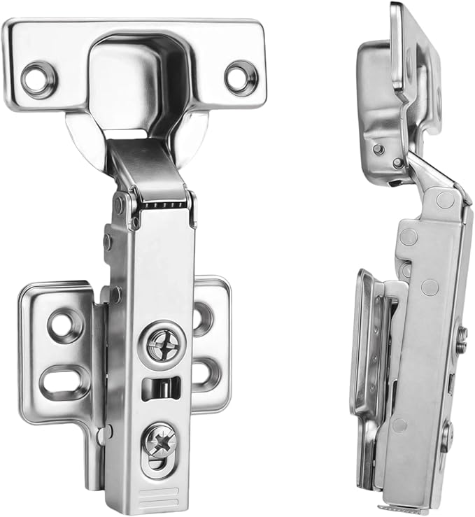 40pcs Full Overlay Cabinet Hinge Frameless Concealed Door Hinges European Soft Closing Four-Hole Mounting Plate Hinges Nickel Plated Finish