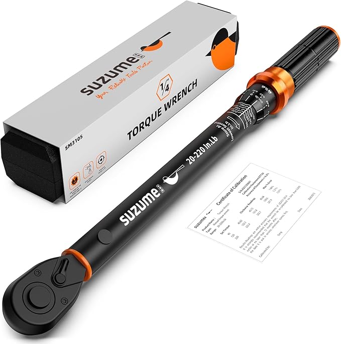 Inch Pound Torque Wrench 1/4 Drive Click 20-220 In.Lb / 2.3-24.9 N.m | ±3% Accuracy Dual-Direction CR-V 72-tooth Dual-Scale for MTB Bicycle, Bike, Small Equipment , Motorcycle Repair