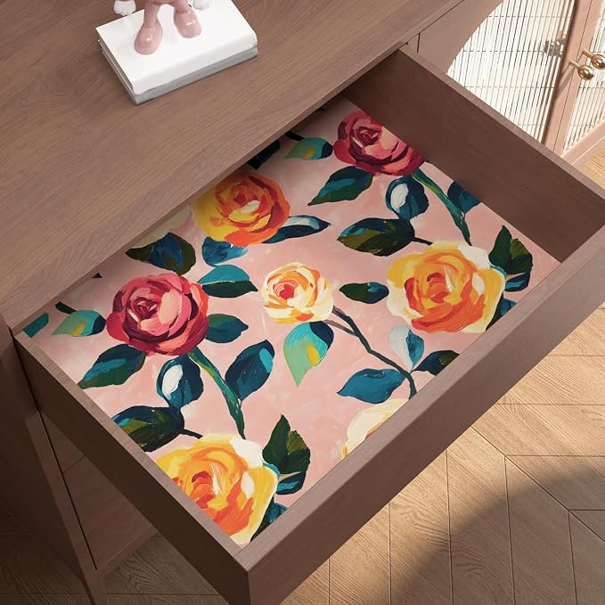 Watercolor Boho Floral Peel and Stick Wallpaper 17.5" 118",Colorful | Self Adhesive/Removable/Waterproof/Thick Vinyl Contact Paper for Bathroom Bedroom Shelf Cabinet Drawer,Prepasted,Easy Peel