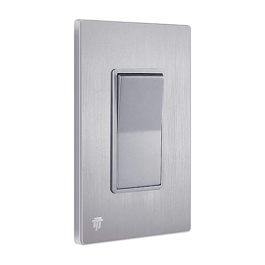 ENERLITES Elite Series Decorator Light Switch with Brushed Screwless Wall Plate, Single Pole, 3 Wire, Grounding Screw, Residential Grade, 15A 120V, UL Listed, 91150-SVWBP, Silver with Wall Plate