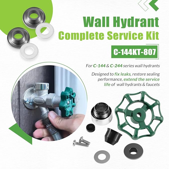 C-144KT-807 Wall Hydrant Complete Service Kit and 2 Pack C-134KT-803 Stem Packing Replacement Kit, for C-144 C-244 Series Wall Hydrants