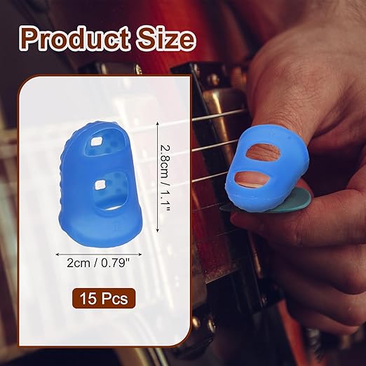 PATIKIL Finger Tip Covers Cots, Deep Blue Silicone Finger Protectors Gloves Breathable Reusable Fingertip Caps with Air Holes for Dry Skin Finger Cracking, M, 15 Pcs