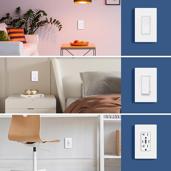 AIDA 1-Gang Midsize Screwless Light Switch Cover Plate, Decorative Outlet Covers - Matte White, 10-Pack Screwless Unbreakable Polycarbonate Wall Plates for Decorator Device, UL Listed