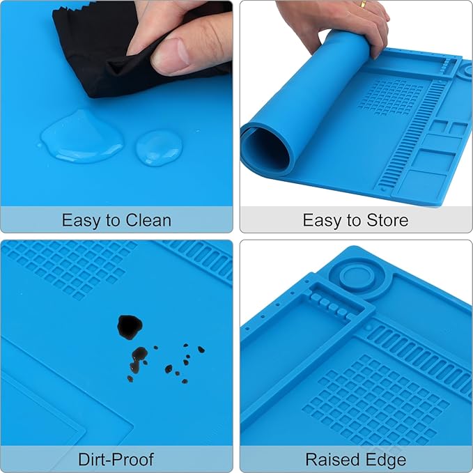 STREBITO Silicone Soldering Mat Electronics Mat, Solder Pad Heat Resistant 932°F, Magnetic Work Mat Silicone Repair Mat for Soldering, Computer, Laptop, Cell Phone, RC, Watch, Gun, Size 17.7" x 11.8"