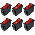 2 Pin 2 Position Boat Shaped Rocker Switch, KCD3-101 ON/Off Snap in Toggle Switch, AC 250V/15A 125V/20A Red Rocker Switch Toggle for Car Auto Boat Household Appliances (Red 6 Pack)