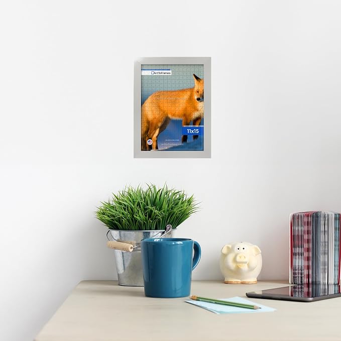 ArtToFrames Puzzle Frame for Buffalo Games 100 Piece Jigsaw Puzzles, 11x15 Inch (28x38 cm), Antique White Engineered Wood with Regular Glass, Ready to Hang Puzzle Display