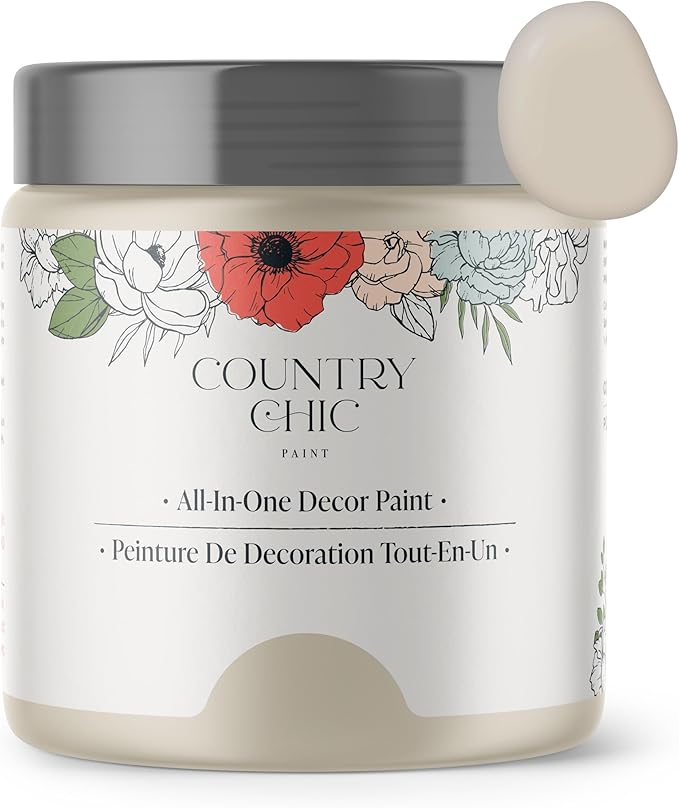 Country Chic All-in-One Chalk Paint for Furniture, Cabinets, Home Decor, Eco-Friendly, Matte Finish, Built-In Primer & Top Coat for Wood, Metal - Spring Fog (Beige) half pint(8oz)