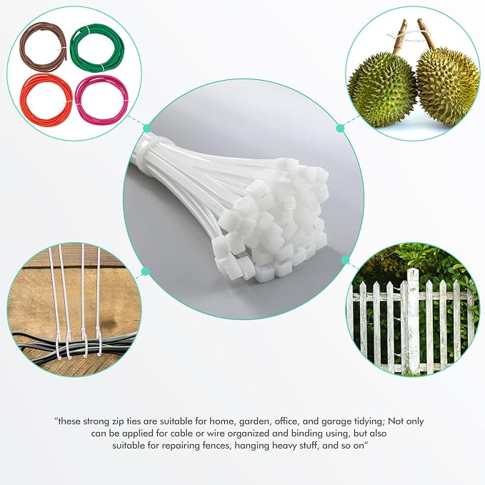 Shappy 500 Pack Long Zip Ties Heavy Duty, Ultra Exclusive Strong Cable Ties Large Industrial Electrical for Indoor Outdoor Plastic Wraps(White,18 Inch)