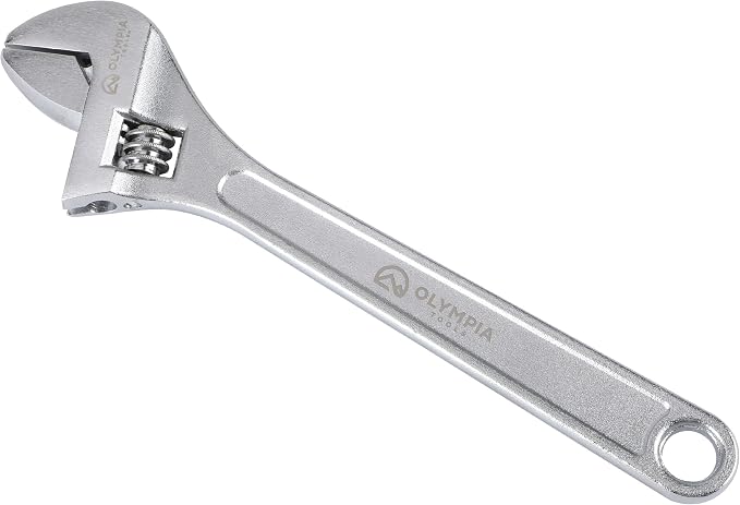 Olympia Tools 10" Adjustable Wrench, Heavy Duty Drop Forged Steel, Chrome Plated, Precision Machined Jaws, Rust Resistant