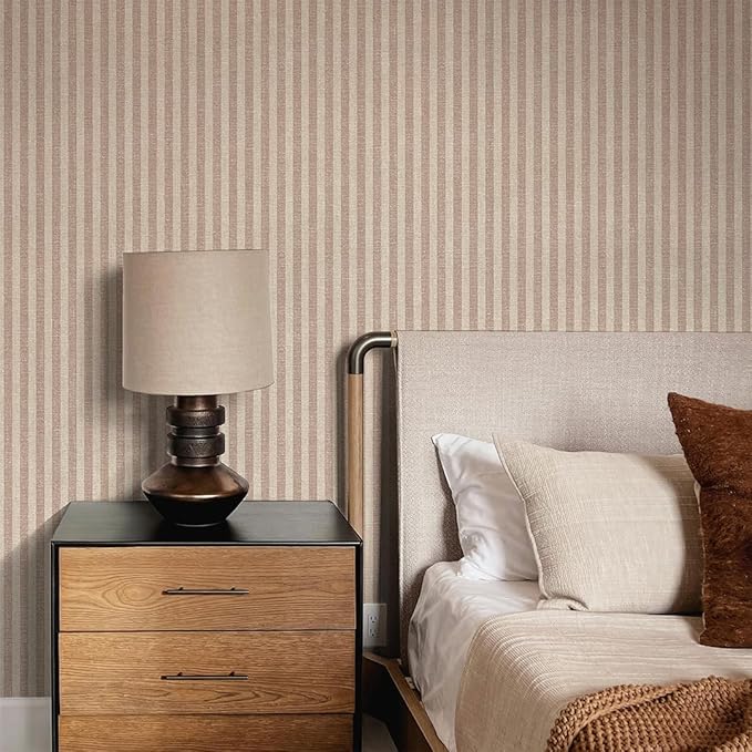 Tempaper x Jeremiah Brent Charles Street Stripe Textured Removable Peel and Stick Wallpaper, 20.5 in X 16.5 ft, Made in The USA
