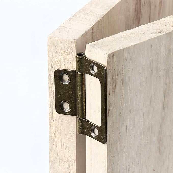 6 Pack Non-Mortise Door Hinges with Screws, 2 x 0.9 Inches Bifold Butt Cabinet Hinges for Furniture, Windows, Cupboards (Bronze)