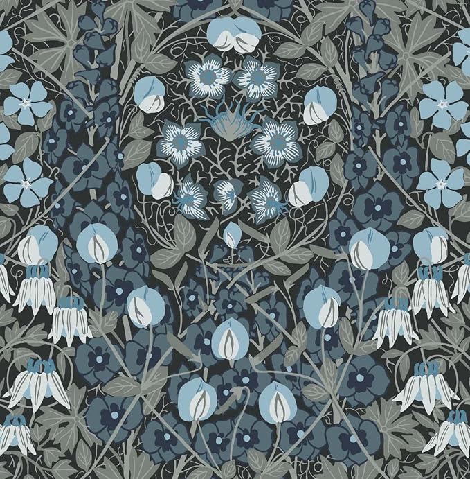 NextWall Tulip Garden Floral Peel and Stick Wallpaper (Bluestone)