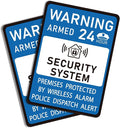 2PCS Security Alarm System Sign for Home, Self-Adhesive Small 24 Hours Warning Sticker, Safety Protection System for House and Windows, Business Indoor & Outdoor Use 4.4x3.2IN