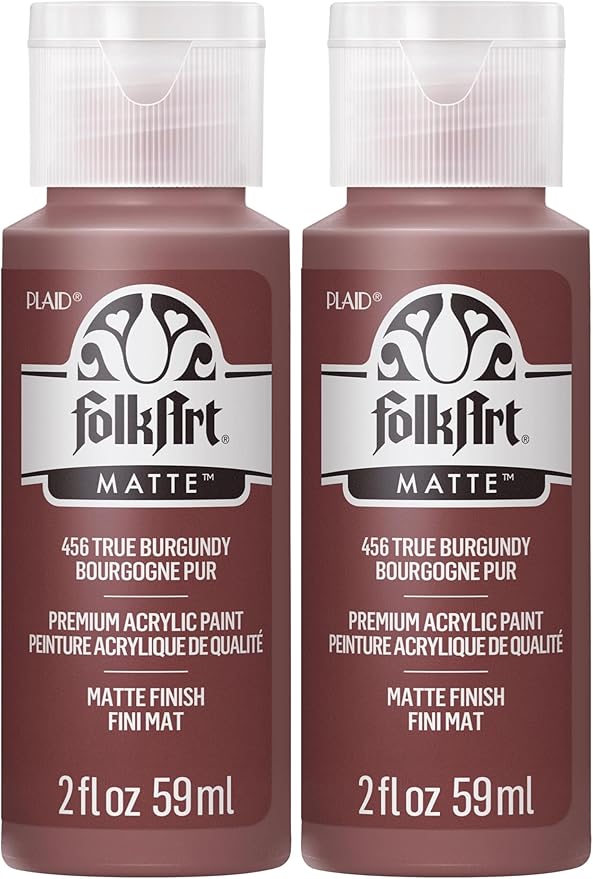 FolkArt Acrylic Paint in Assorted Colors (2 oz), 456, TRUE Burgundy (Pack of 2)