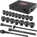 VEVOR 1 in Drive Impact Socket Set, 21 Piece, SAE (1-5/8" to 3-1/8") | 6 Point Shallow Cr-V Impact Sockets, with 8 in & 18 in Extension Bars, 24 in Ratchet, Size Markings, Storage Case