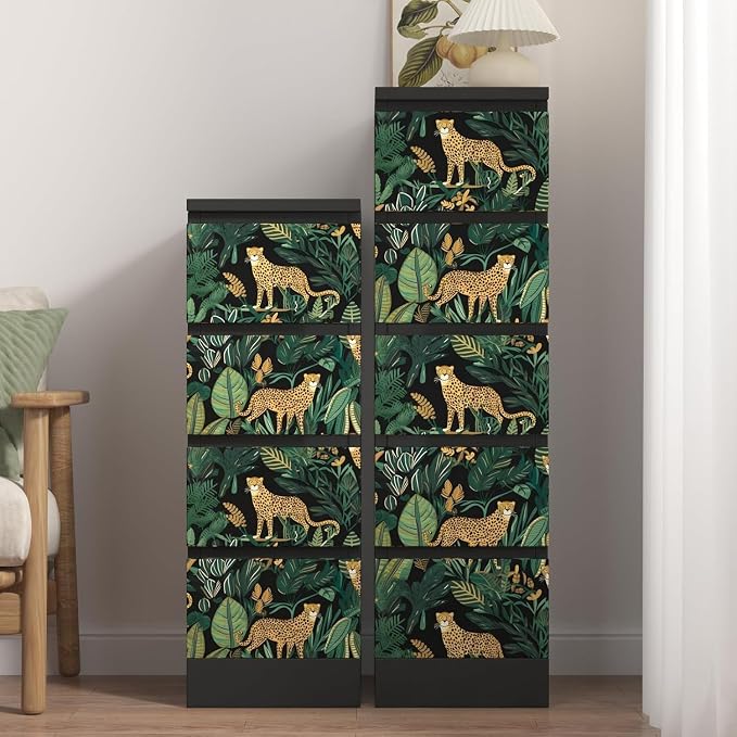 Black Gold Vintage Leopard Peel and Stick Wallpaper 17.5" x 197" | Waterproof Vinyl Self Adhesive Removable Renter Friendly Floral Contact Paper