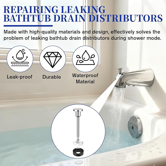 2 Set Tub Spout Diverter Repair Kit, Diverter Tub Spout, Including 2 Diverter Valve Stems 2 Seals and 2 Diverter Gates, Shower Diverter for Bathroom Shower Bathtub Leaky Faucet Repair Replacement Part