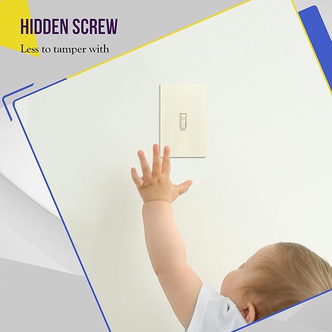 ENERLITES Screwless Toggle Switch Wall Plate, Child Safe Light Switch Cover, Standard Size 1-Gang 4.68" x 2.93", Unbreakable Polycarbonate Thermoplastic, UL Listed, SI8811-LA5P, Light Almond, 5 Pack