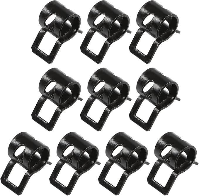 10pcs 0.24" ID Constant Tension Band Hose Clamps, 6mm Spring Band Type Action Hose Clamp Manganese Steel Fuel Line Clamp Low Pressure Air Clip Clamp for Fuel Hose Line Water Pipe Air Tube black