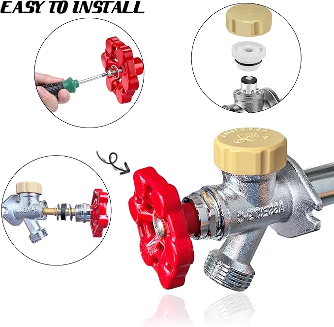 Universal Outdoor Faucet Repair Kit, Anti-Siphon Frostproof Faucet Valve Hose Faucet Fitting Repair Kit for VACVBKX1B Vacuum Breaker, Metal Handle