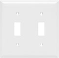 Power Gear Double Wall Plate Cover, 2 Gnag, Screws Included, UL Listed, 0.31" x 4.5", Light switch cover, Outlet Covers, White, 40025