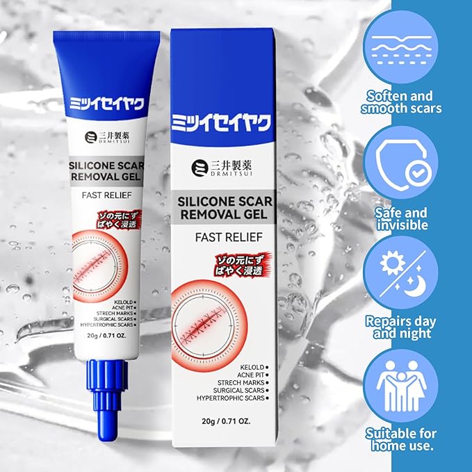 DRMITSUI Silicone Scar Gel for Old and New Scars, Scar Treatment for Acne Surgical Burn and Stretch Marks, Medical Grade Silicone Scar Gel, Fast Absorbing, 20g 0.71oz (Pack of 2)
