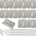 Yaocom 10 Pack Self Closing Door Hinge 4 Inch Spring Loaded Hinges with 5/8'' Radius Corners Automatic Door Closer Hinge Adjustable Tension for Garage, Residential(Silver)