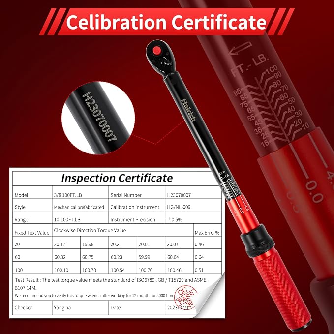 Hairich 3/8-Inch Torque Wrench, Dual-direction Torque Wrenches 10-100ft.lb/13.6-135.6Nm, 72-Tooth Dual Range Scales Torque Wrench with Quick Release Reversible Head | Dual-direction torque wrenches, 72-Tooth Dual Range Scales, Quick Release Reversible ...