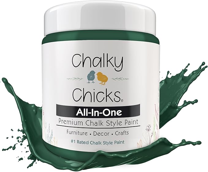 Chalky Chicks 4 Fl Oz Matte Shamrock (Dark Green) Chalk Paint for Furniture Without Sanding - No Prep Furniture Paint No Sanding All in One for Crafts, Wood, Walls, Cabinet, Metal, Dresser, Farmhouse