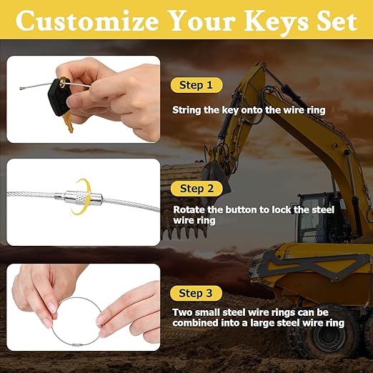 25 Heavy Equipment Keys, Master Key Set for Cat Caterpillar John Deere Case Bobcat JLG JCB Volvo Hyster Ford New Holland Yanmar Takeuchi Kubota Komatsu Construction Heavy Equipment Machine
