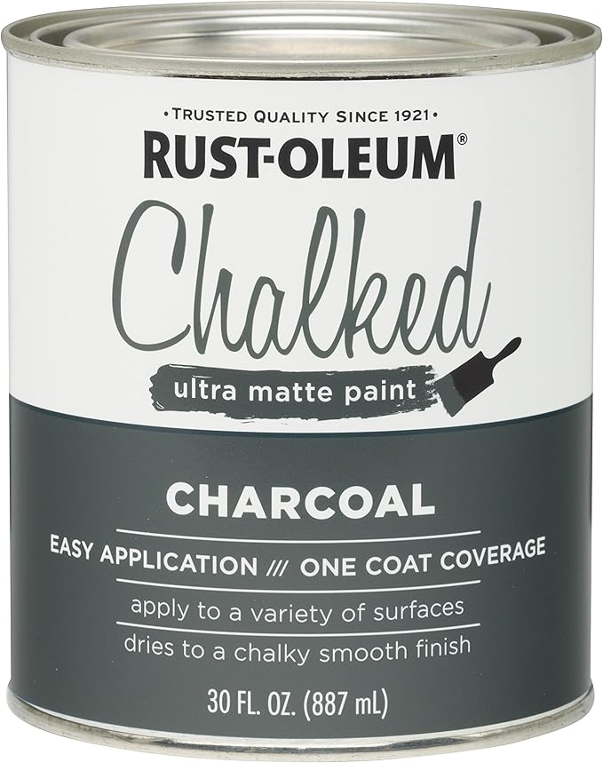 Rust-Oleum Charcoal Chalked All-in-One Ultra Matte Paint | One Coat Coverage | No Primer, Sanding, Or Topcoat Needed | Easy Clean Up | Made in USA | 30 OZ | 2 Pack