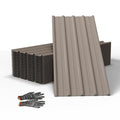 25pcs Metal Roofing Panels, 42.52'' L ×17.72'' W 182.34 ft² Corrugated Metal Sheets, Galvanized Steel Roof Fence Panels for Mobile Homes, Garages, Chicken Coop, Sheds, Stables, Patio, Warm Gray