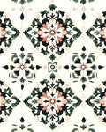BOKEBEVE Boho Floral Peel and Stick Wallpaper Beige Green 17.5 x 393.5In | Extra Long Symmetry Contact Paper Modern Wall Paper for Bedroom Accent Walls Laundry Nursery Pantry Renter Friendly Removable