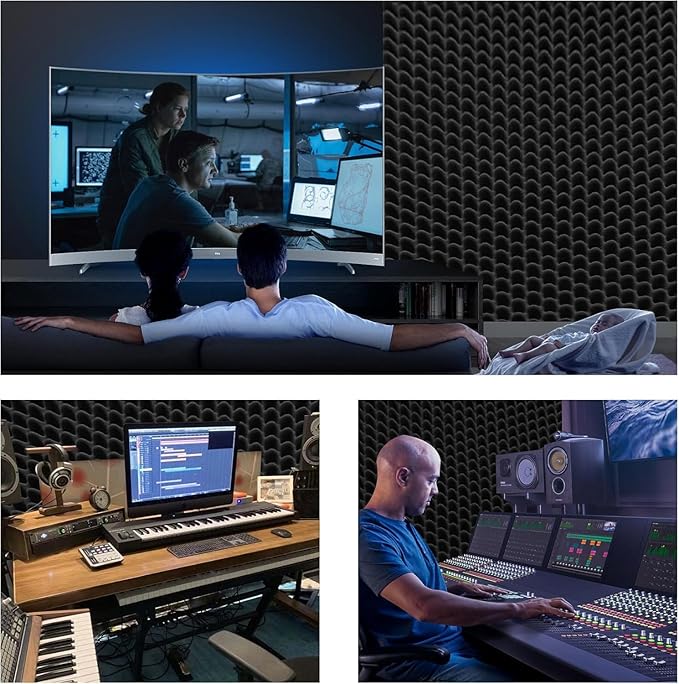 2 Pack Sound Proof Foam Panels |48"×24"×2" Quick-Recovery Soundproof Wall Panels | High Density Sound Dampening Panels for Home Studio