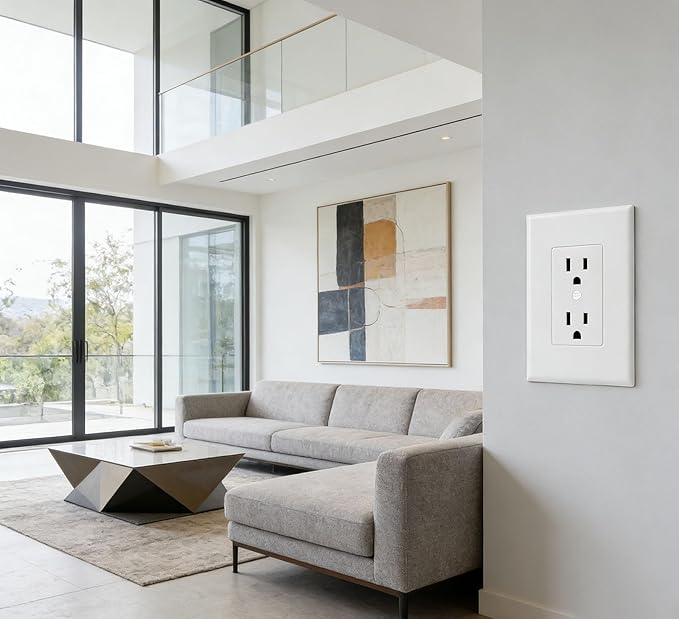ZEFTV 6 Pack Duplex Outlet Covers Wall Plates 1-Gang Switch Outlet Electrical Cover Plate Unbreakable Thermoplastic Faceplate for Light Receptacle Outlet Switch, White