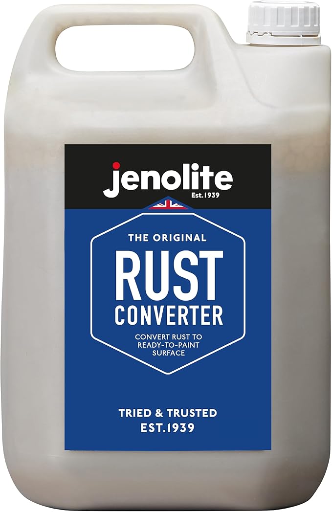 JENOLITE Rust Converter for Metal 5 L (1.32 Gallons). All In One Fast‑Acting Water‑Based Rust Reformer, Inhibitor & Primer. Converts Rust to a Paint Ready Surface. Made in Britain.
